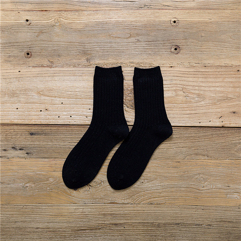 Men Wool Socks Thick Warm Autumn Winter Ankle Socks Solid Color High Waist Cashmere Men Socks